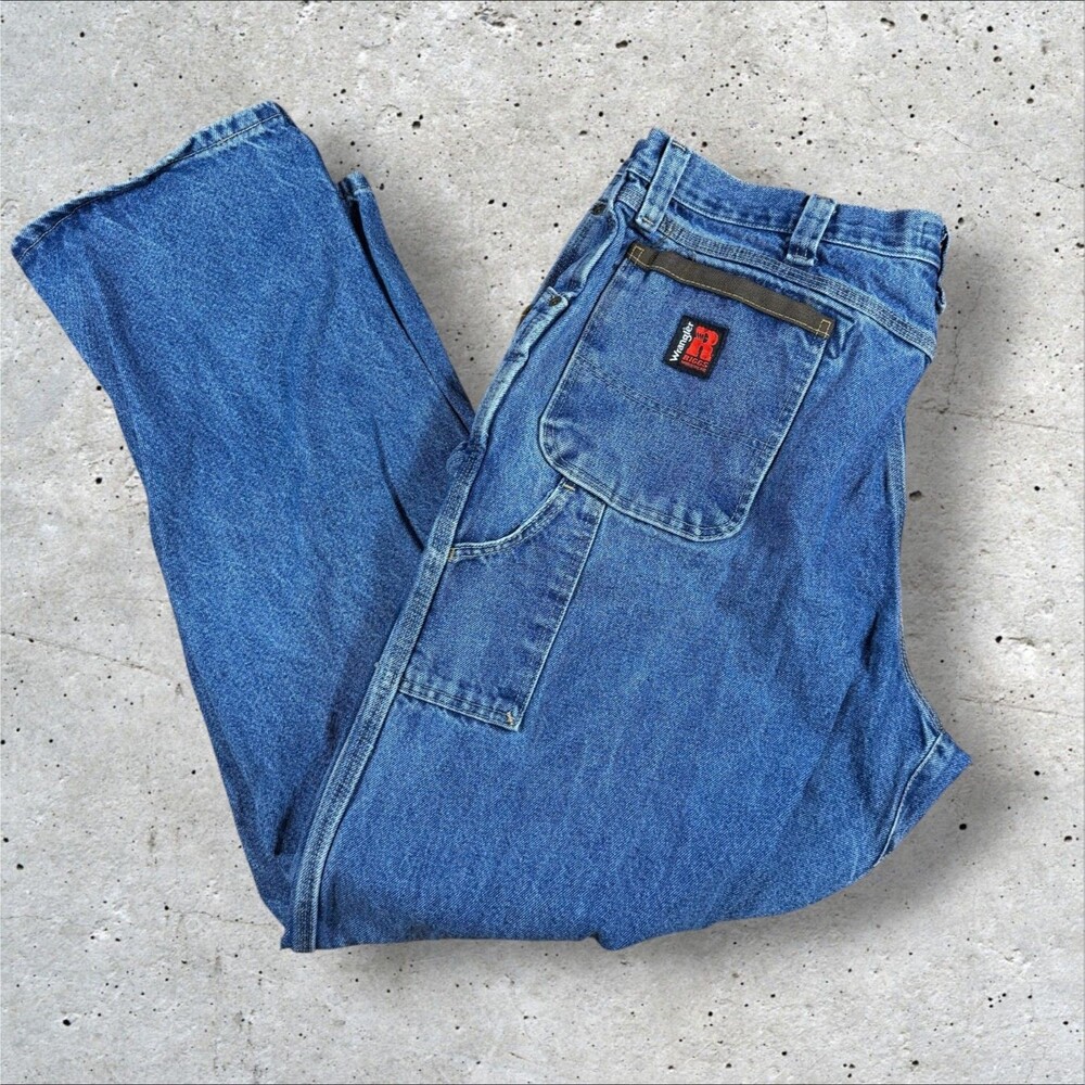 Wrangler Riggs Workwear Carpenter Jeans Mens 42x34 Blue Denim Utility 3W020AI